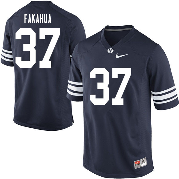 Men #37 Malakai Fakahua BYU Cougars College Football Jerseys Sale-Navy